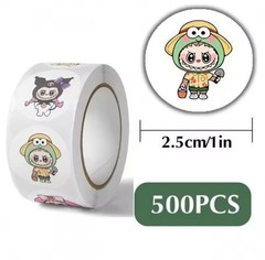 500 pcs Sticker Seals Roll Assorted Labubu In Sanrio Costume Self Adhesive NEW