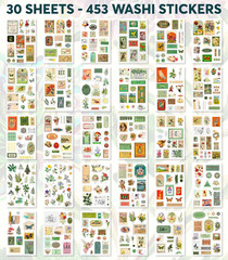 Washi Vintage Stickers for Scrapbooking – Ephemera Book for Journaling with 453