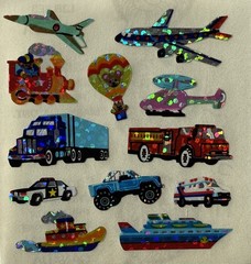 TINY TRANSPORTATION Prismatic Stickers(12pc)Sandylion •Airplane•Ship•Card Making