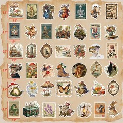 Vintage Aesthetic Stickers 300 PCS, DIY Crafts, Laptop Decal, Multicolor