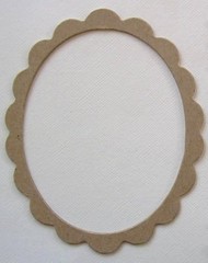 {6} OVAL SCALLOP FRAME – Bare Picture Frames Chipboard Die Cuts- 3 3/4″ x 4 1/2″