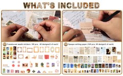 200pcs Vintage Junk Journal Supplies,Scrapbook Supplies Scrapbooking Paper and S