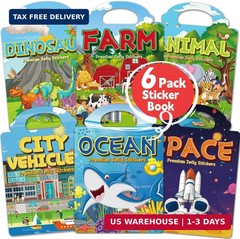 6 Sets Reusable Sticker Book for Toddlers 3-6, Jelly Sticker Books for Toddler,