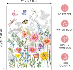 Floral Rub on Transfers for Crafts and Furniture, 2 Sheets Large Flower Butterfl