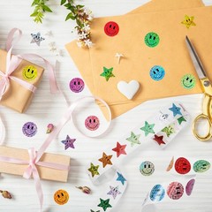 2000 Pack Sparkly Smile Face Stickers 1 Inch Reward Labels 10 Colors Waterproof