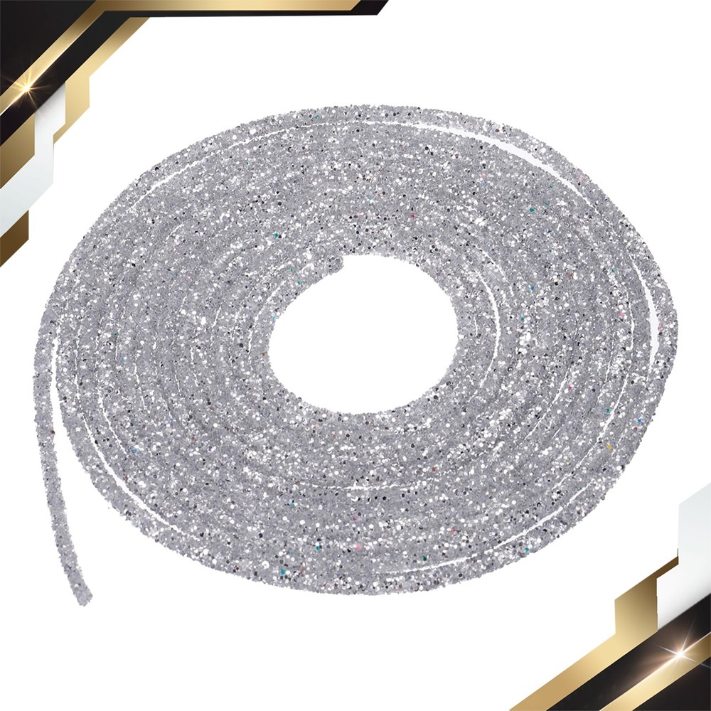5 Yards 6mm Glitter Sequins Rope Sequins Rhinestone Cord Gray Silver