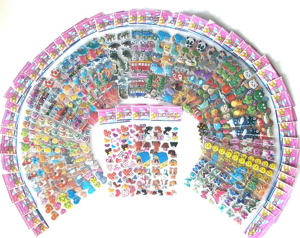 48 Sheet Kids Toddler Girl/Boy Fun Puffy Stickers Pack DIY Stickers Party Favors
