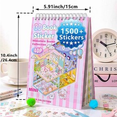 3D Sticker Spiral Book Activity – 20 DIY Scene Sets (1500+ Stickers) , Tweezers