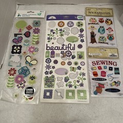 misc lot of 4 stickers, stickers for scap booking & arts and craft projects