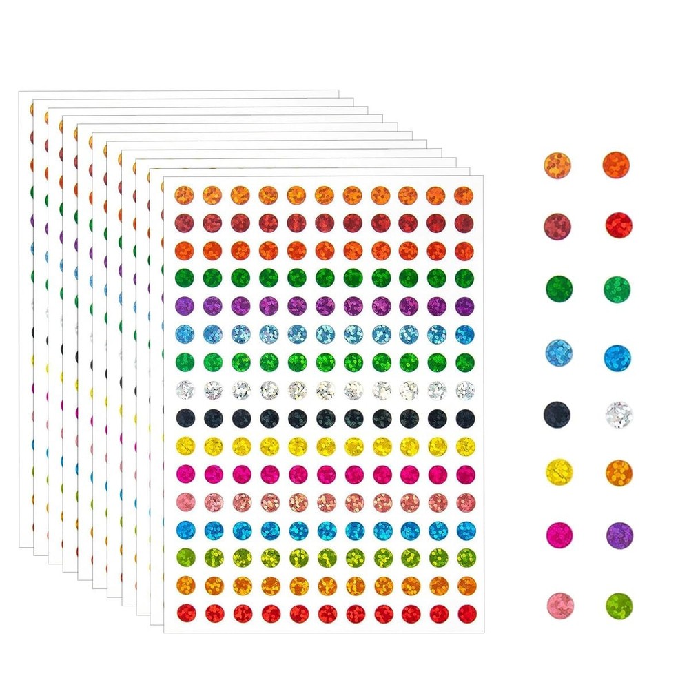 20 Sheets Color Coding Labels – Laser Shiny Sparkle Circle Dot Stickers, 1/4″…