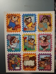 New vintage Hallmark animal sports tennis sticker sheet