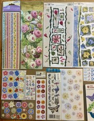 Large Lot Of Flower Stickers, Brads, Etc Jolee’s Boutique, K & Co, Recollections