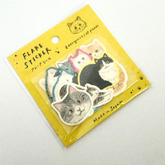 Japanese Cat Sticker Flakes Set 24pcs Kawaii Cute Japan Stationery