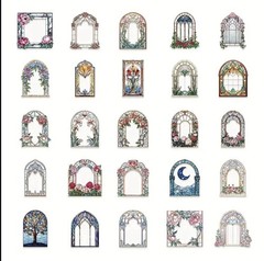 10pcs P.E.T. Stained Glass Floral Window Stickers- Scrapbook, Journal, DIY Craft