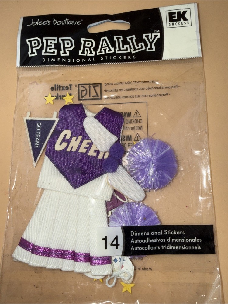 JOLEE’S BOUTIQUE SCRAPBOOK STICKERS Purple CHEER OUTFIT Free Shipping! *