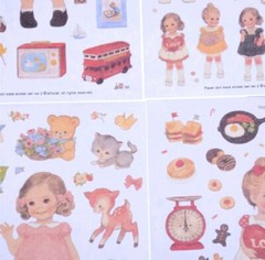 PAPER DOLL MATE DECO STICKER SET 6 PCS. AFROCAT BOY GIRL DOLL STICKERS #2