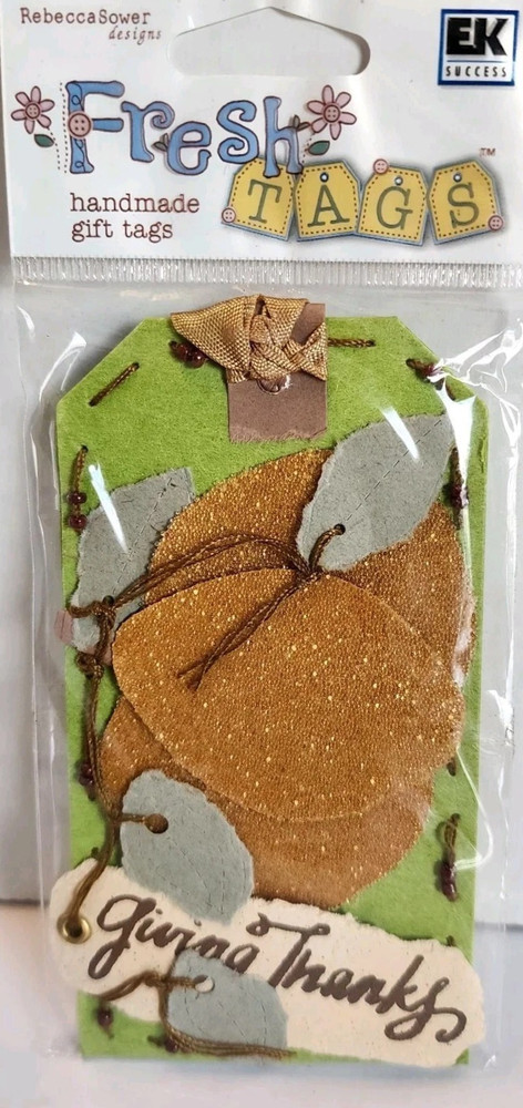 Giving Thanks Thanksgiving Pumpkins Fall Autumn Fresh Tags Die-cut Handmade Tag