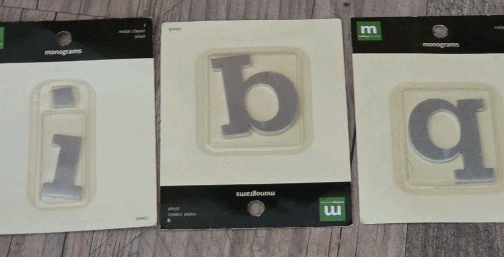 Making Memories Brushed Metal Monogram Lot (Letters: L, Q, Q / Reversible B)