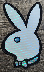Vintage White PLAYBOY BUNNY Prism Glitter Vending Machine Sticker Rabbit Head