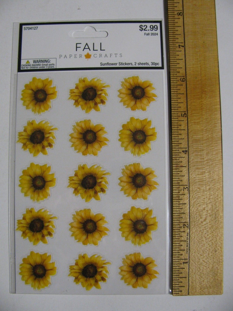 Hobby Lobby SUNFLOWER STICKERS 2 Sheets 30 Pieces NIP