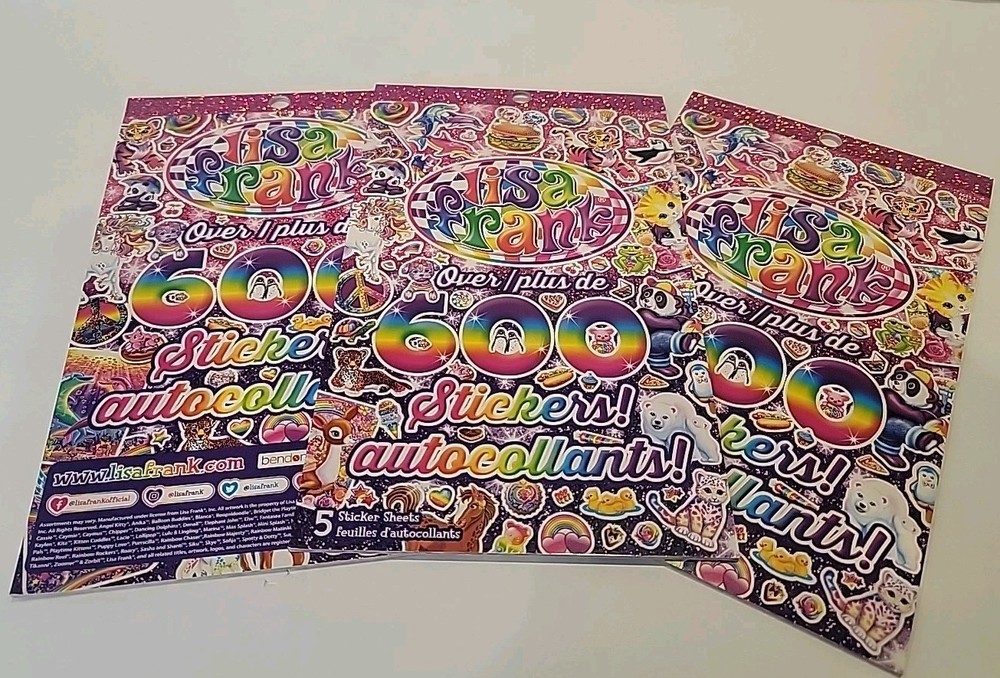 Lot Of 3 Lisa Frank Sticker Books 1800 Stickers Total Colorful 90’s Style JJ