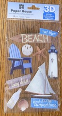 RARE 3D Paper House Day@ Beach Vacation Tropical Light Sail Boat Sea Summertime