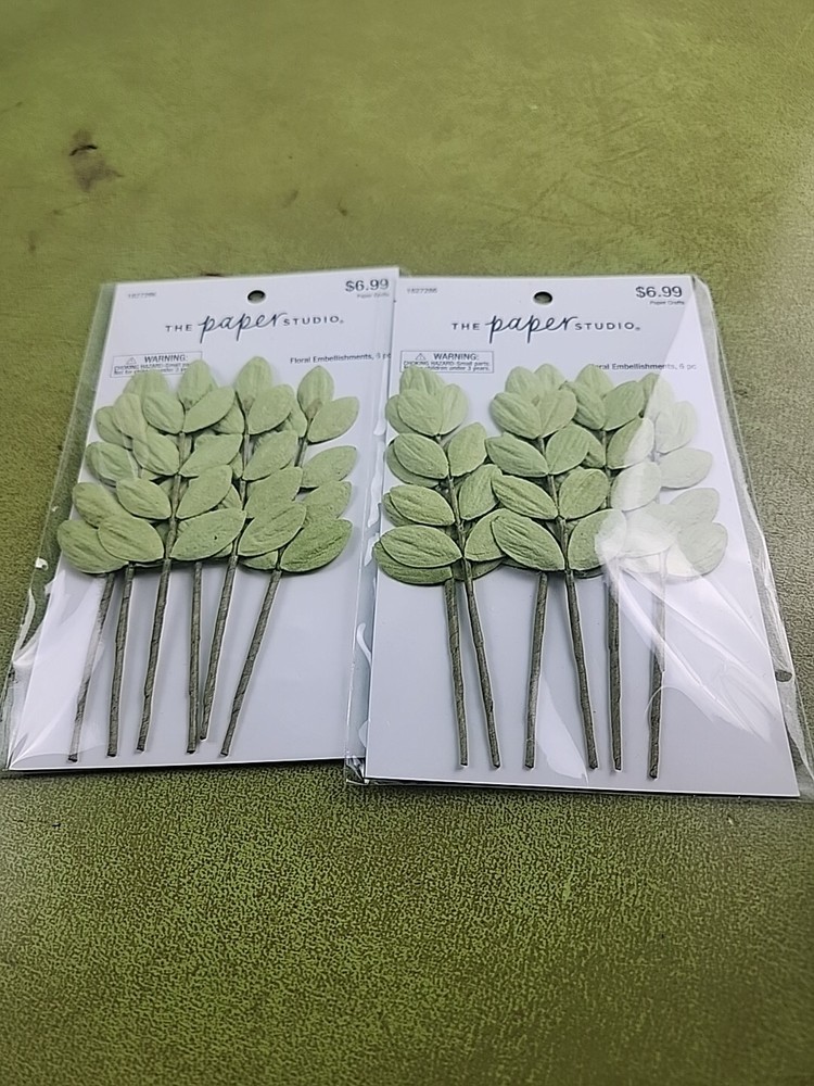 The Paper Studio Floral Embellishments Leaves Package of 6 Lot Of 2 K4