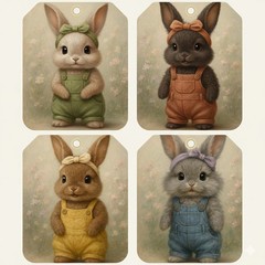 Set Bunny Rabbit Tags Junk Journal Scrapbook Choose A Set