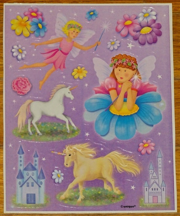 VINTAGE UNIQUE BEAUTIFUL FLOWER FAIRIES~UNICORNS~CASTLES~FLOWERS STICKER SHEET