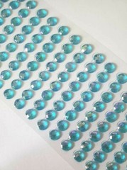 CraftbuddyUS 144 pcs x10mm(18 Stripes) Self Adh Faceted Round Gems,Color-AB BLUE