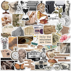Old Times Vintage Stickers Scrapbook Supplies, Maxeaf 50PCS Nostalgia Retro Stic