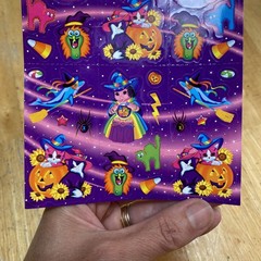 VTG Lisa Frank Pigmarrella Fortune Teller Kittens Halloween Sticker Sheet S319
