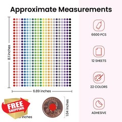 VeriPap Dot Stickers Colorful 0.25″ 6600 Pcs