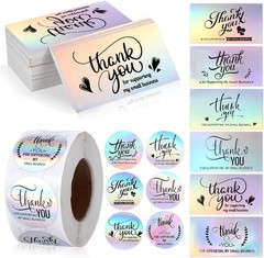 1120Pcs Thank You Stickers and Cards Set for Supporting My Small Holographic