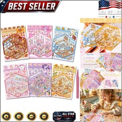 DIY 3D Kawaii Stickers – 6 Sets for Creative Mini Room Scenes & Stress Relief