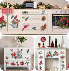 12 Sheets Christmas Rub on Transfers for Crafts and Furniture Christmas Rub on T