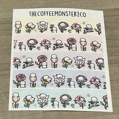 TheCoffeeMonsterzCo Floral Emotis Washi Paper Sticker Strips TCMC Stickers