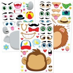 36 Sheets 9″x6″ Make a face Stickers for Kids, Make Your Own Animal Stickers …