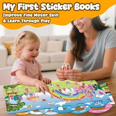 6 Sets Reusable Sticker Books for Toddlers 3+ Years, Jelly Sticker Book for K…