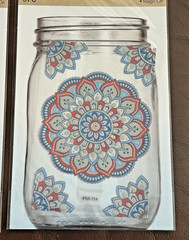 NEW Crafters Square Glass Stickers lot of 2 blue red grey floral pattern 5 pc