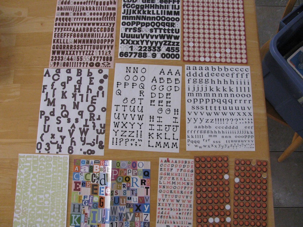 Alphabet Stickers Numbers and Punctuation 11 Partially Used Sheets