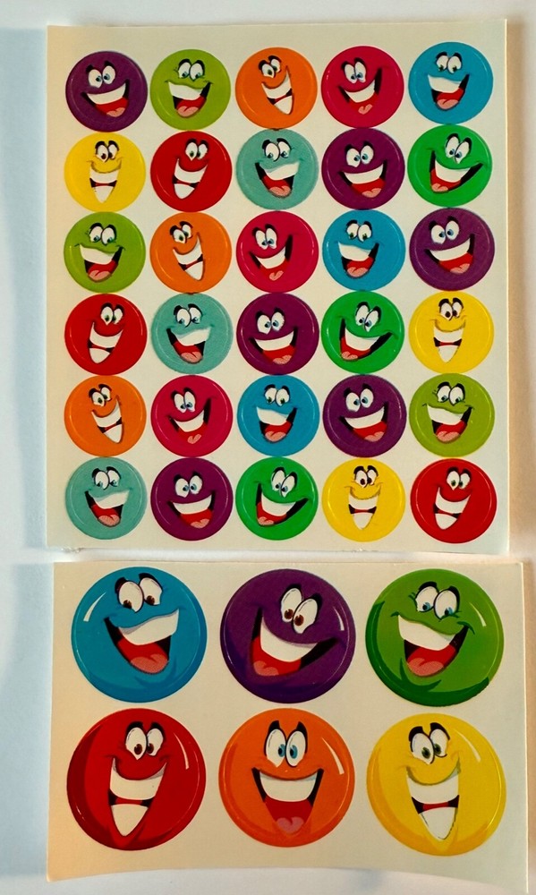 Vintage 36 Merit Stickers Bright emotion Smiley Happy Face Retro Smile Faces vtg