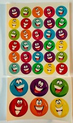 Vintage 36 Merit Stickers Bright emotion Smiley Happy Face Retro Smile Faces vtg
