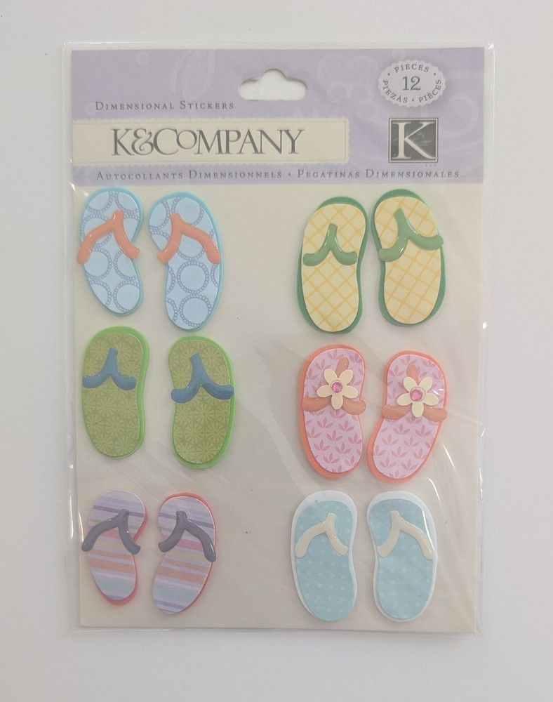 Flip Flops Beach Pool Summer Scrapbooking Stickers by K&Company