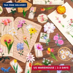 320Pcs Flower Stickers, Cute Vintage Floral Sticker for Kids, Clear Wildflower S