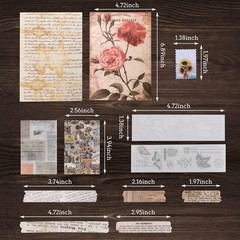 300PCS Vintage Scrapbooking Supplies Scrapbook Paper Journaling Kit Aesthetic De