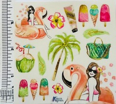 Violette Stickers Trendy Girl Tropical Pool Party Craft Planner Supply Scrapbook