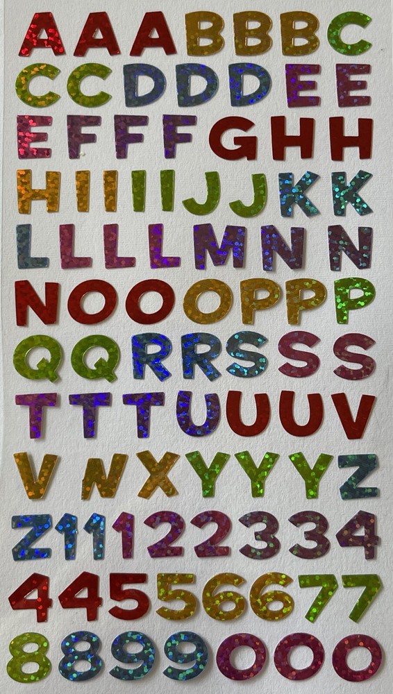 FUN HOUSE COLORFUL Prismatic Alphabet Stickers(89pc)Sticko •Letters•Memories•