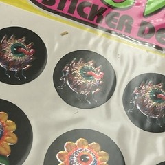 Vintage Twin Seven Prismatic Halloween Stickers Scary Eyes Two Packs 1990s 1980s