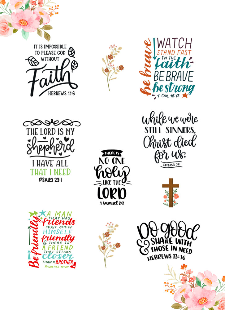 2 Sheet Religious Inspirational Bible Stickers Christian Daily Stickers